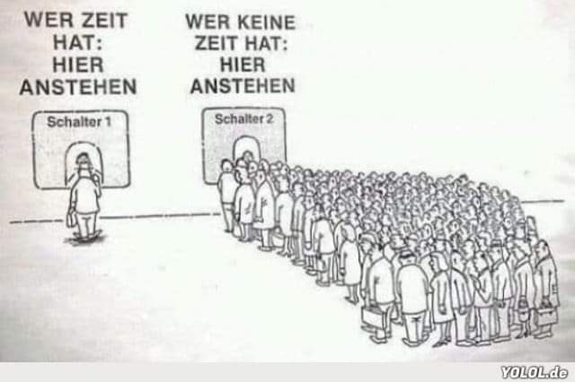 anstehen - stać w kolejce, wahać się